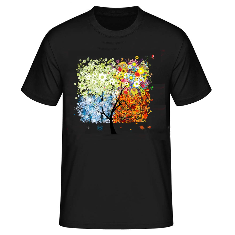Vier Jahreszeiten Baum schwarz T-Shirt für Herren