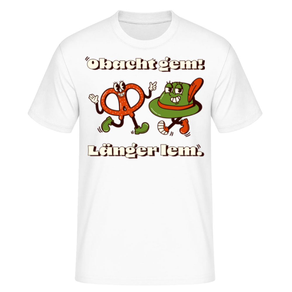 Obacht Gem Länger Lem weiß T-Shirt für Herren 