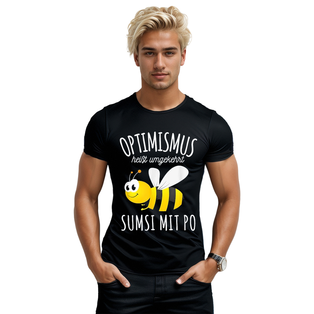 Sumsi mit Po Optimismus Imker Bienen Honig schwarz kurzarm T-Shirt 