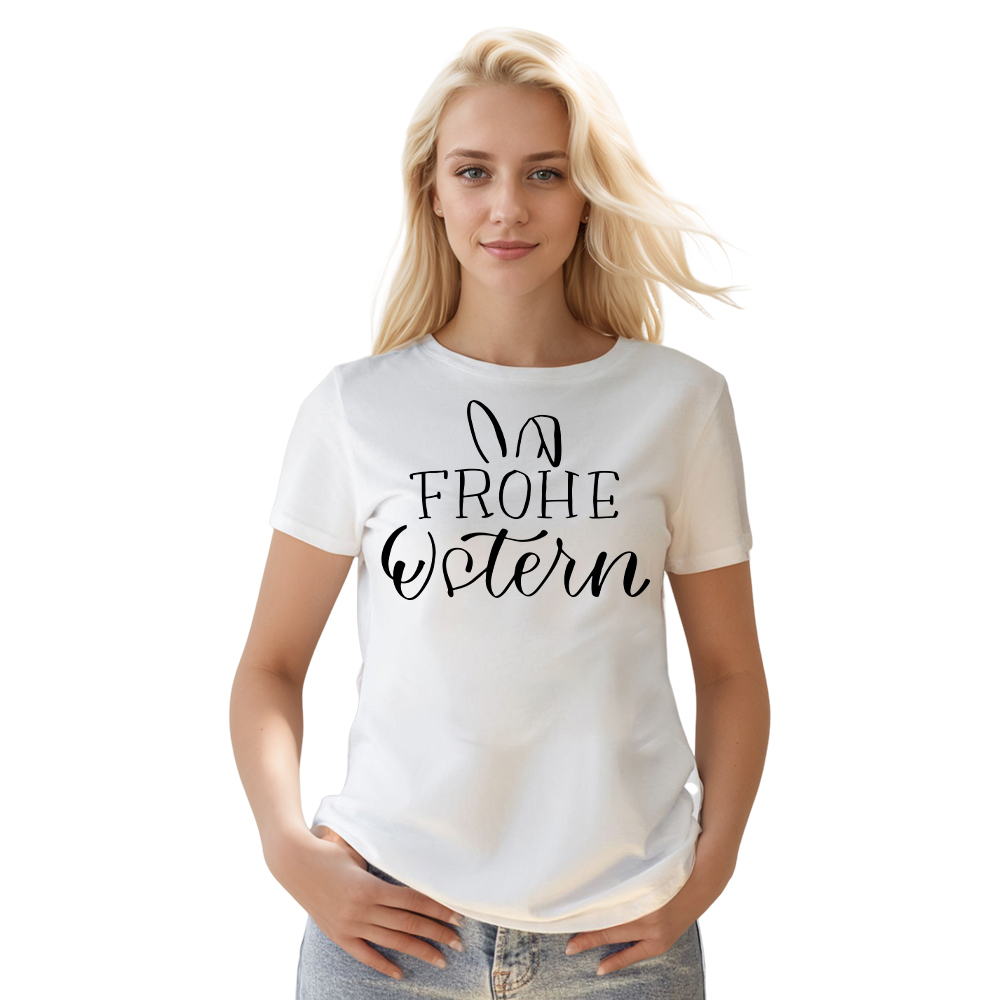 Frohe Ostern weiß Damen kurzarm T-Shirt