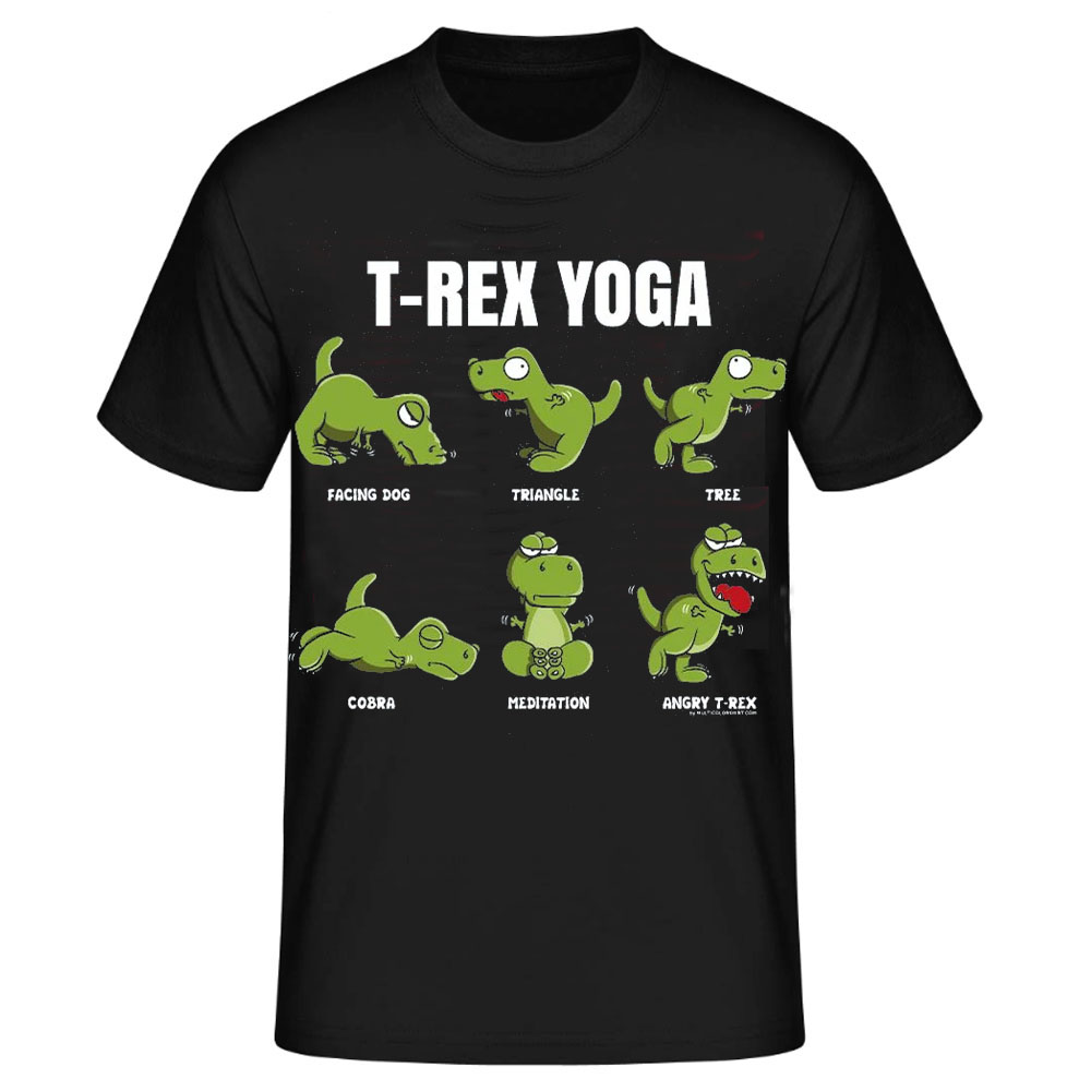 T-Rex Yoga lustiges schwarz T-Shirt