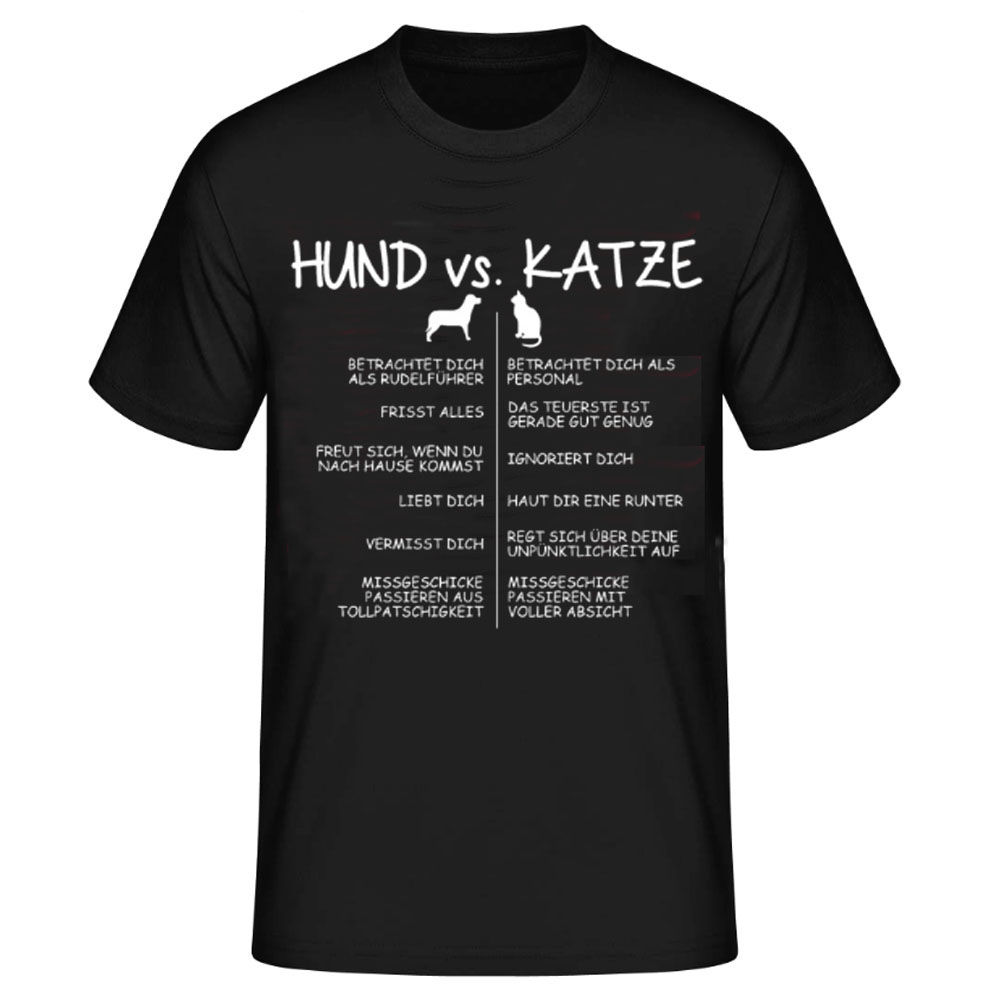 Hund vs Katze. schwarz Herren T-Shirt