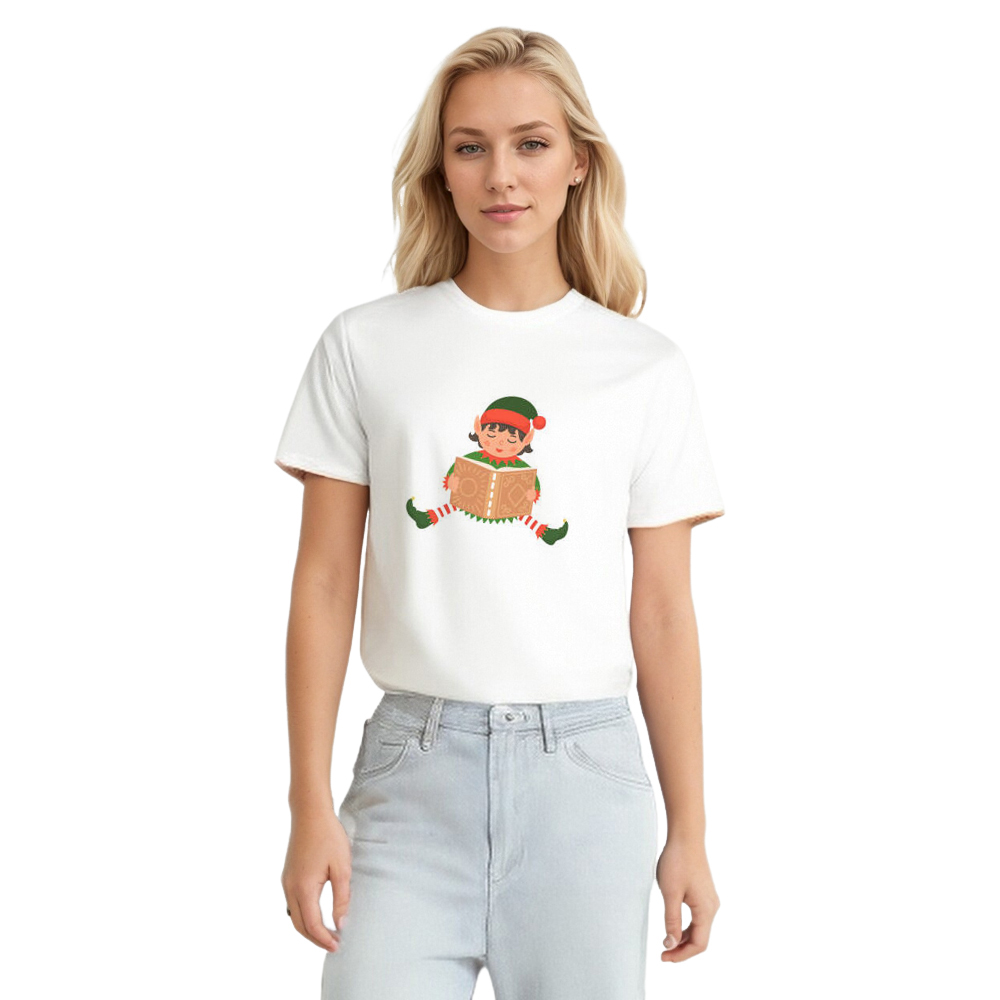 Weihnachten Elf Druck T-Shirt Damen weiß lustiges T-Shirt
