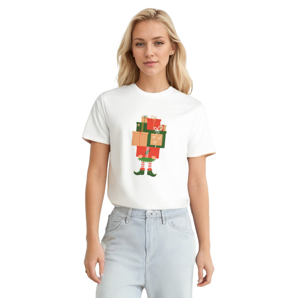 Weihnachten Elf Druck T-Shirt Damen weiß lustiges T-Shirt