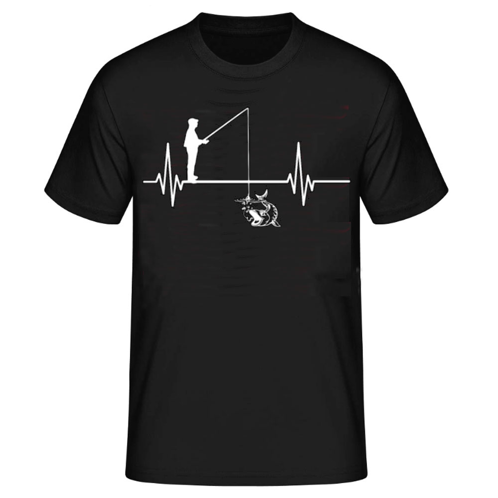 Fischer Angler Herzschlag schwarz T-Shirt