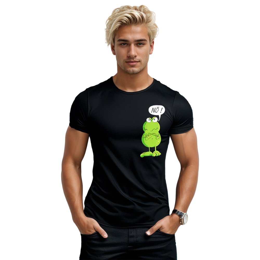 Frosch Nö I Nein schwarz kurzarm T-Shirt 
