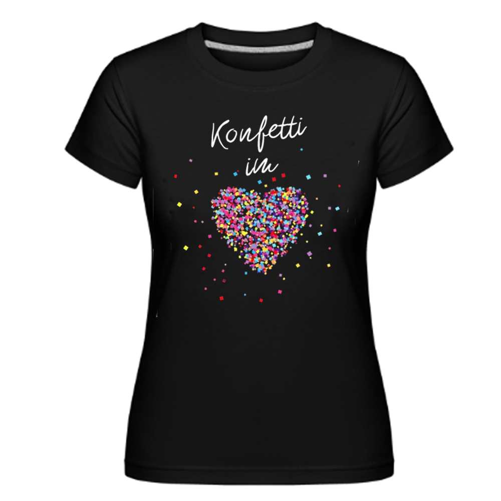 Konfetti Im Herzen Fasching Karneval Damen Schwarz T-Shirt