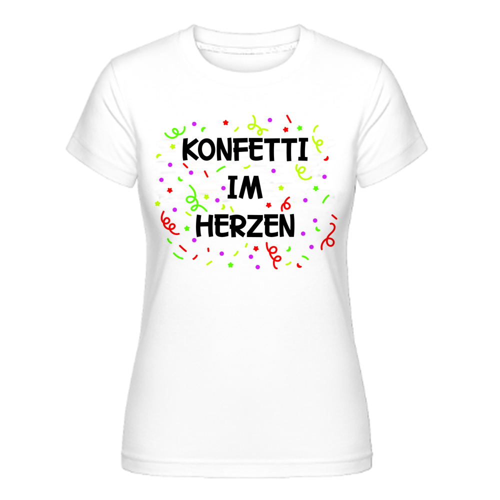 Konfetti Im Herzen Fasching Karneval Damen weiß T-Shirt