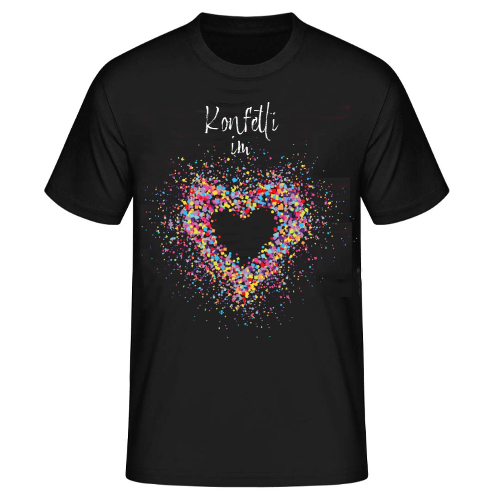 Konfetti Im Herzen Fasching Karneval Männer schwarz T-Shirt