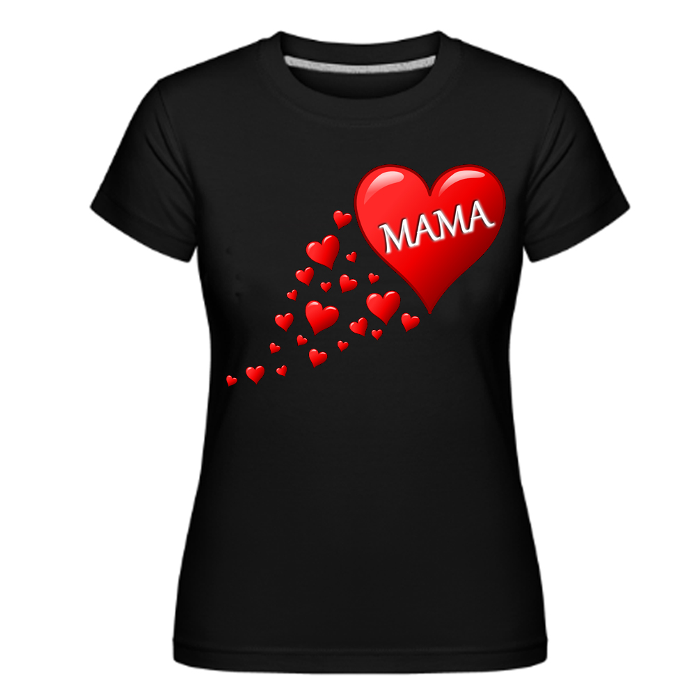 Muttertag Heart Druck Damen schwarz kurzarm T-Shirt