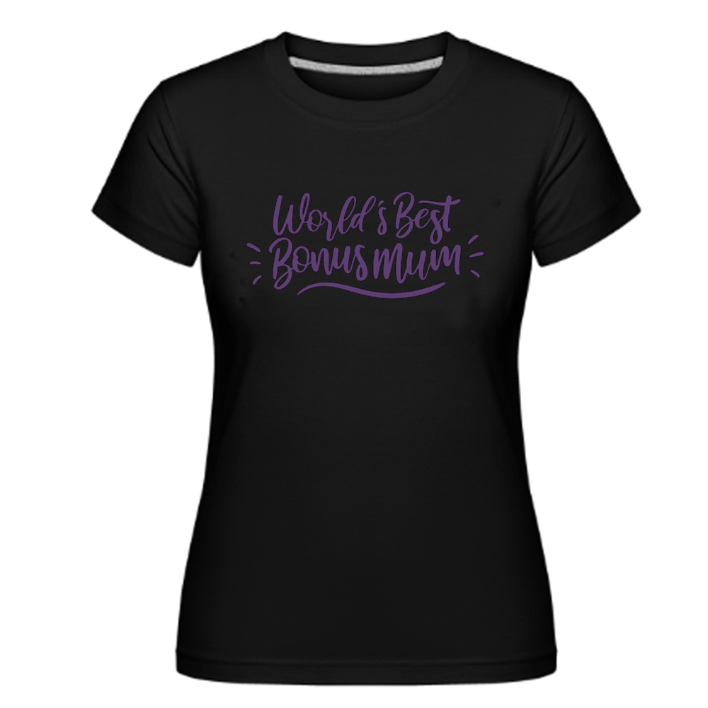 Muttertag World's Beste Bonus Mum Damen schwarz kurzarm T-Shirt