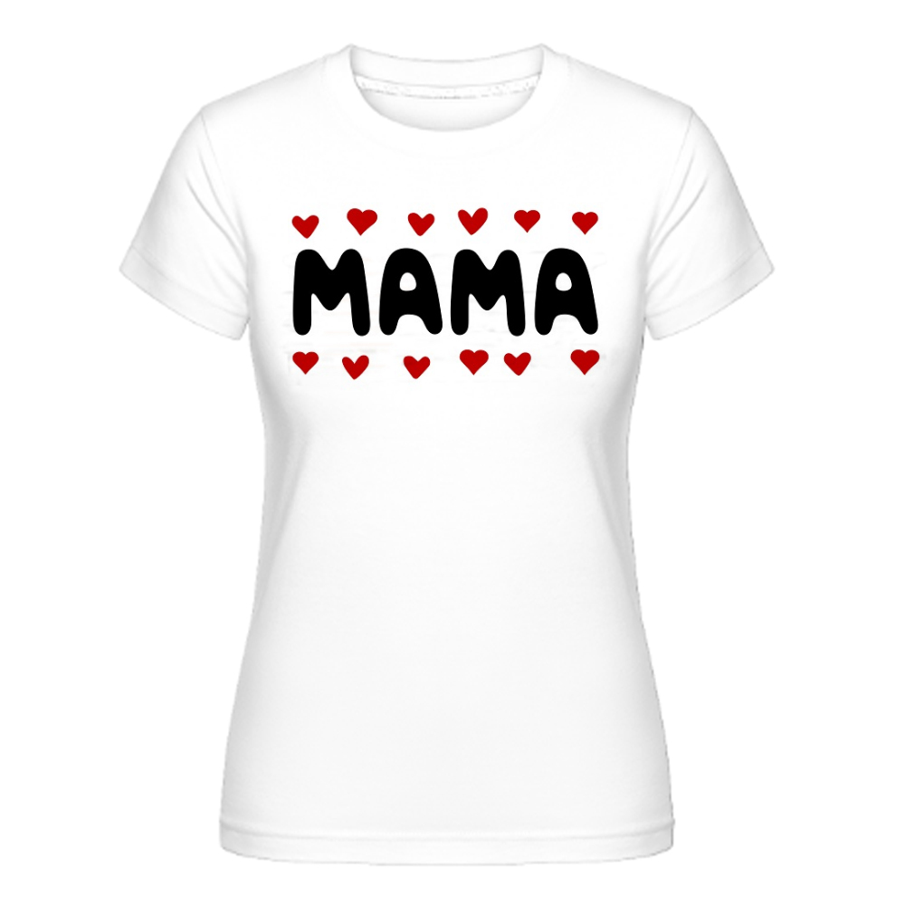 Muttertag Mama Herz Druck Damen weiß kurzarm T-Shirt