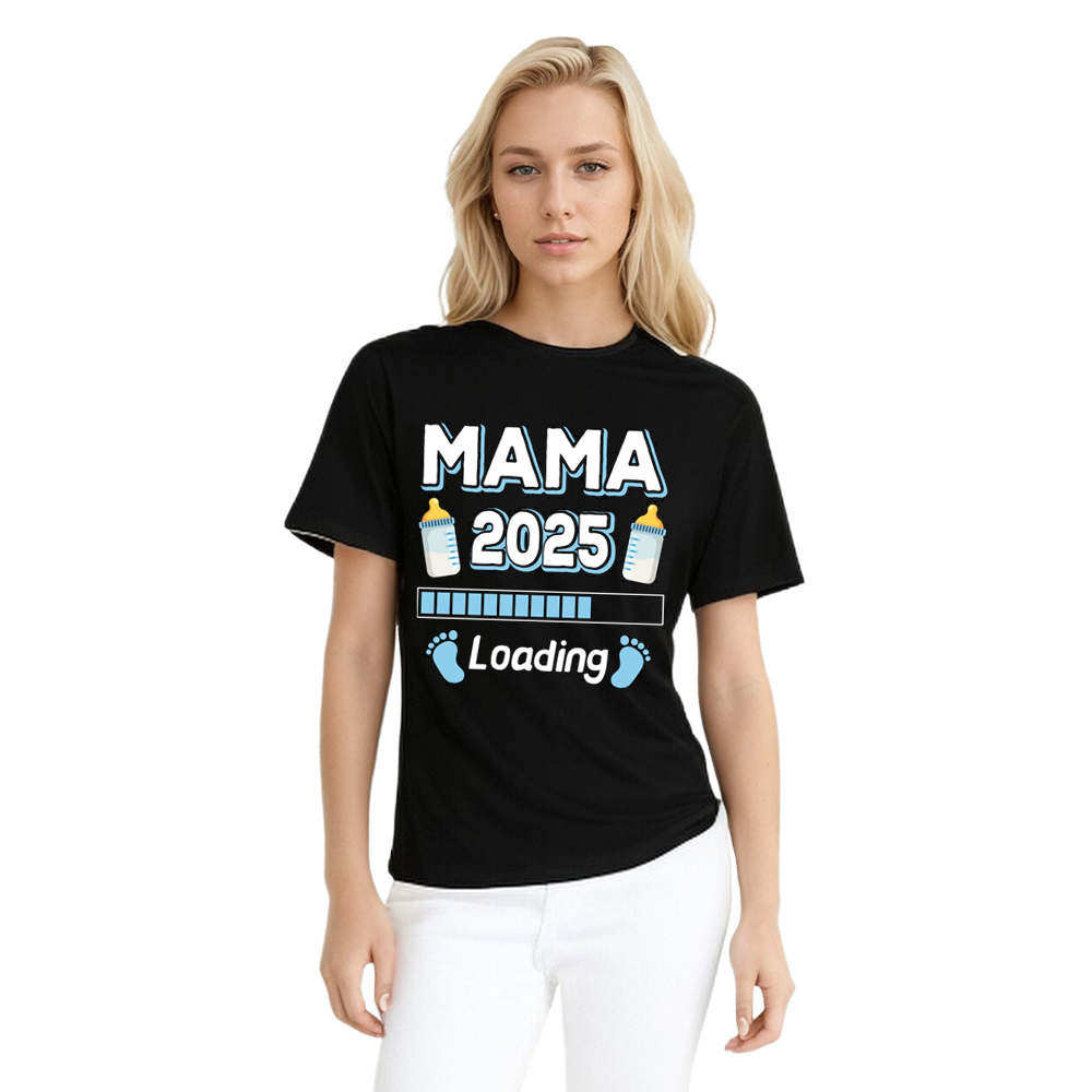 Muttertag Mama 2025 Loading schwarz T-Shirt für Damen