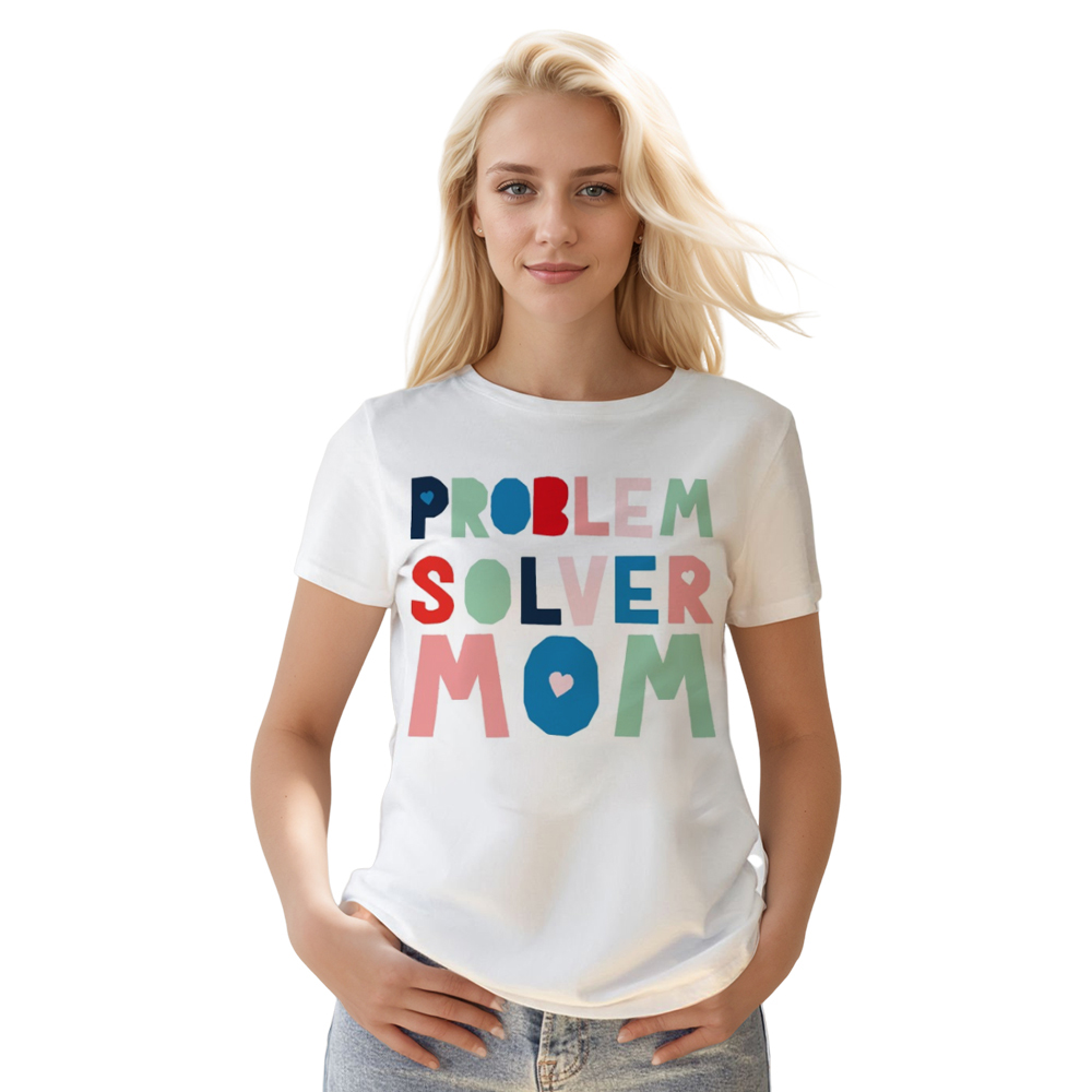 Muttertag Problem Solver Mom Damen weiß kurzarm T-Shirt