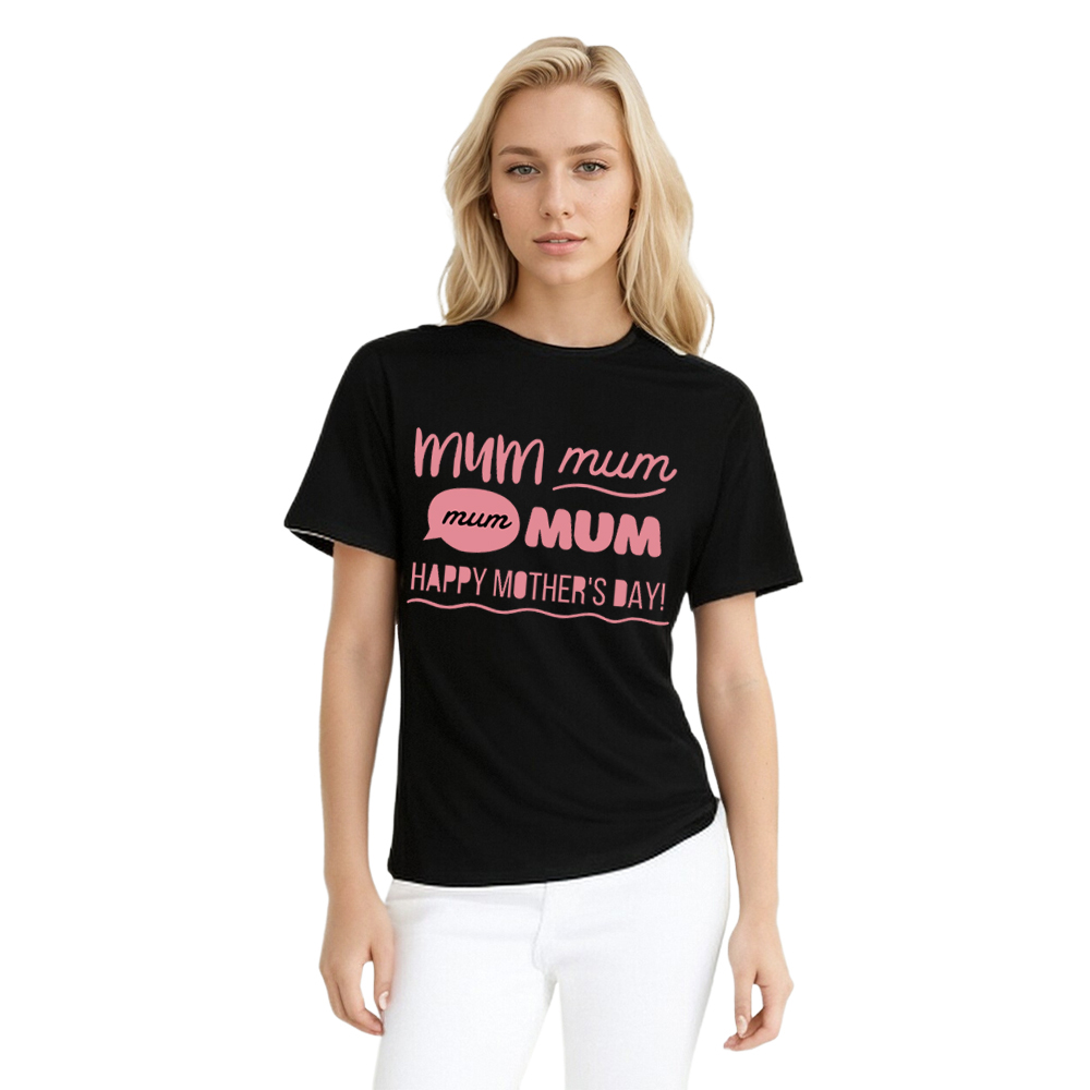Muttertag Mama Mum Happy Mother´s Day Damen schwarz kurzarm T-Shirt