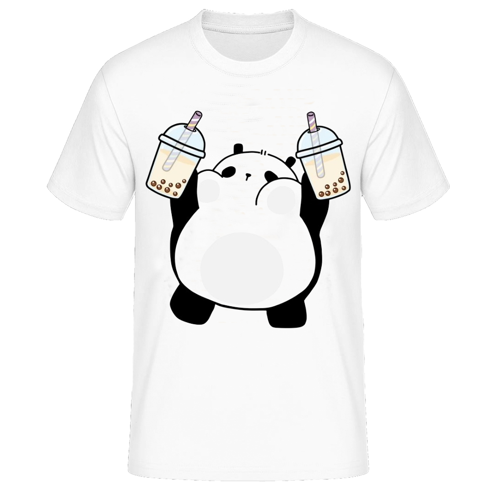 "Chubby Little Panda Loves Boba! " T-Shirt weiß für Herren
