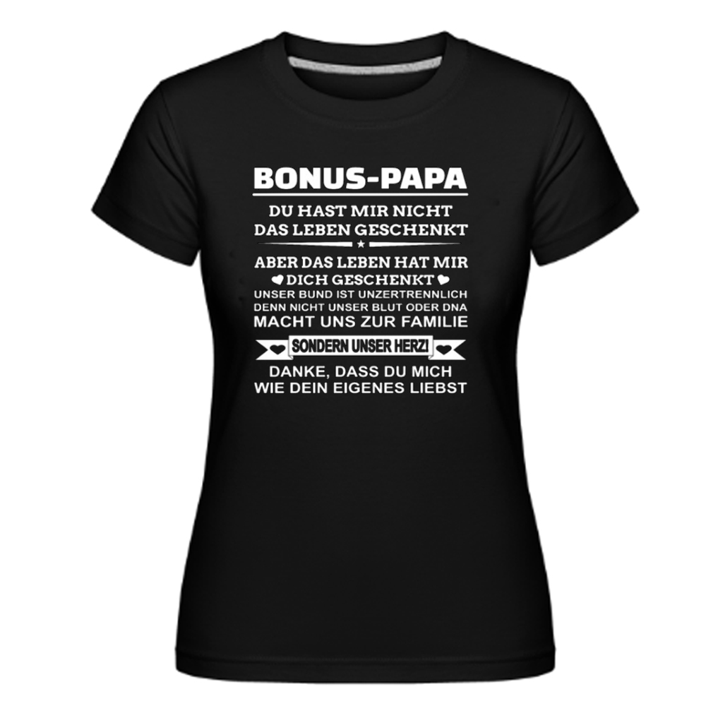 Bonus Papa Stiefvater Familie schwarz Damen T-Shirt