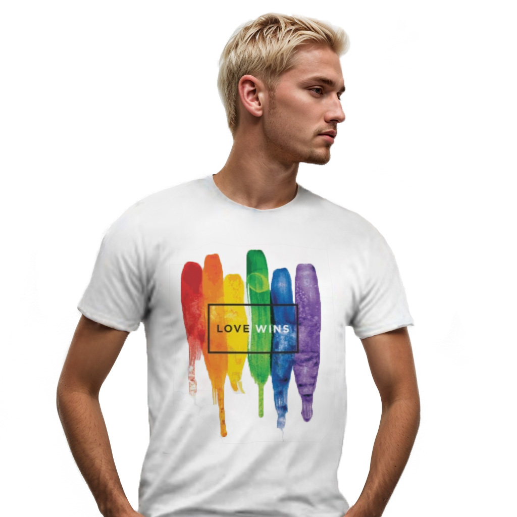 Wasserfarben LGBT Love Win Regenbogen Druck Männer T-Shirt