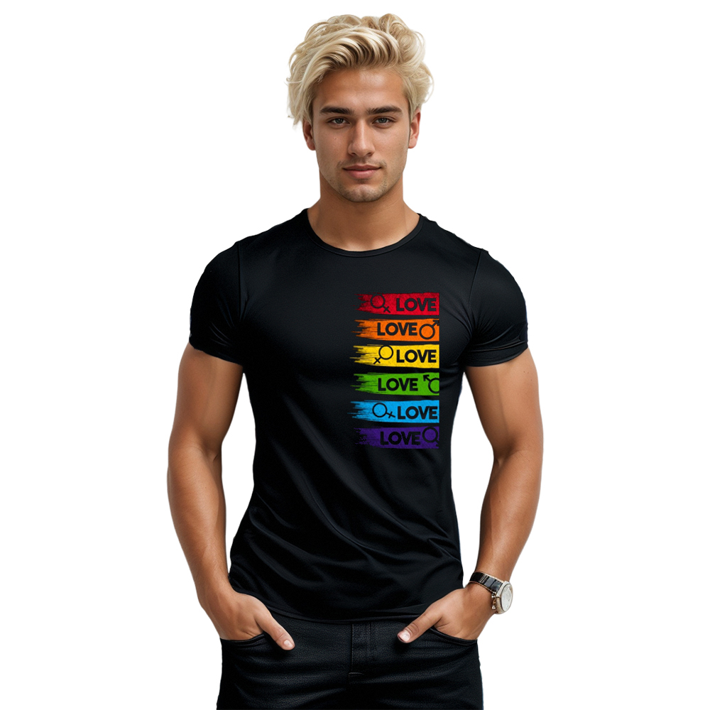 Rainbow Flag LGBT LOVE Druck Männer T-Shirt