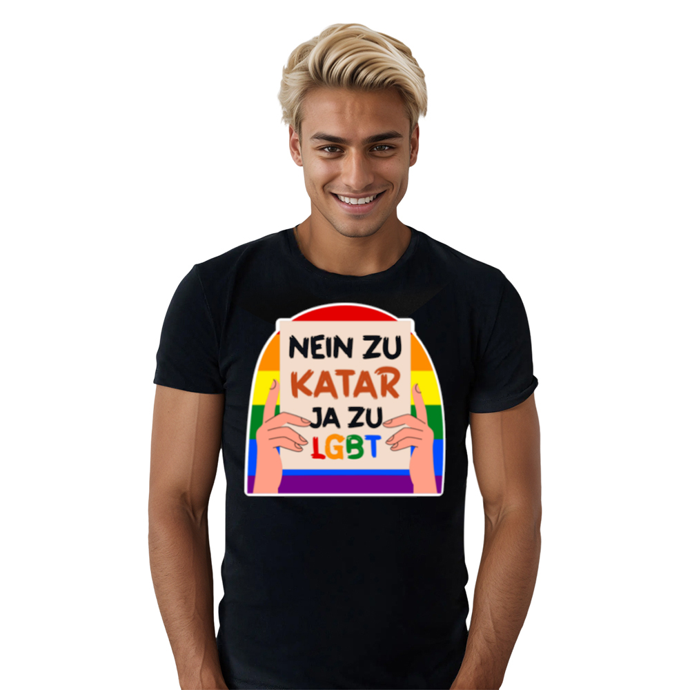 Nein zu Katar Ja LGBTQ Männer T-Shirt