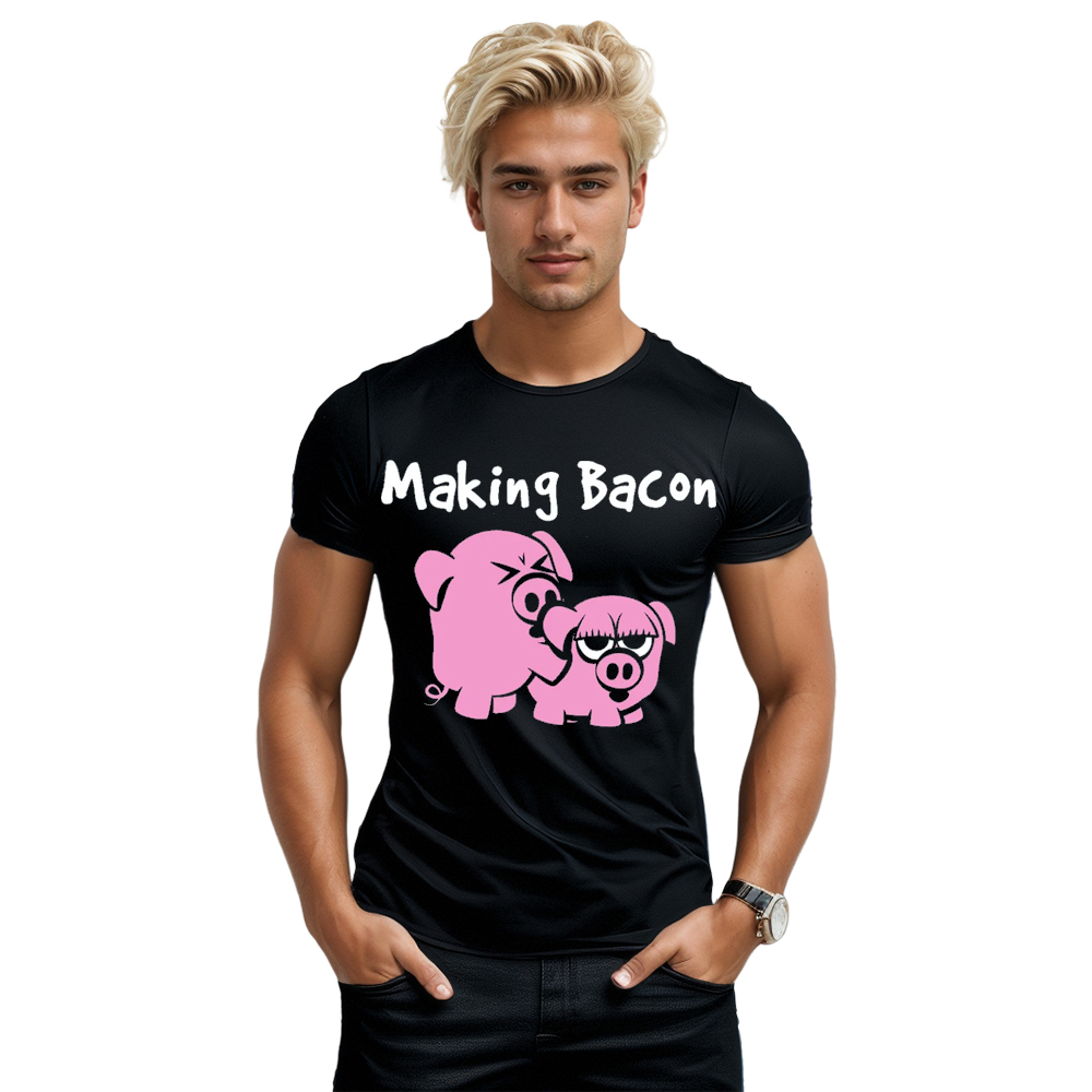 Schwein sagte Making Bacon lustiges schwarz T-Shirt