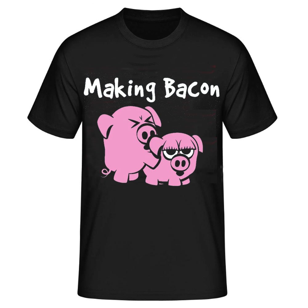 Schwein sagte Making Bacon lustiges schwarz T-Shirt