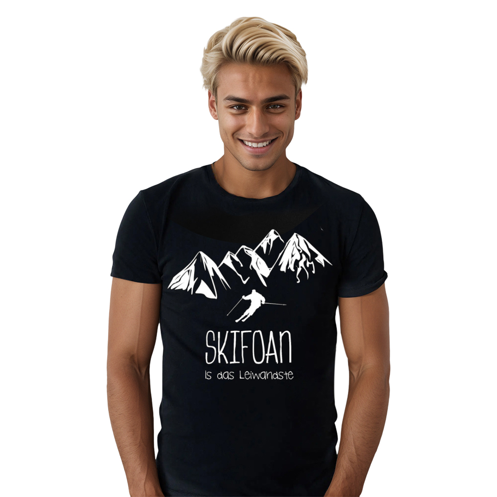 Skifahren schifoan is das leiwandste schwarz T-Shirt