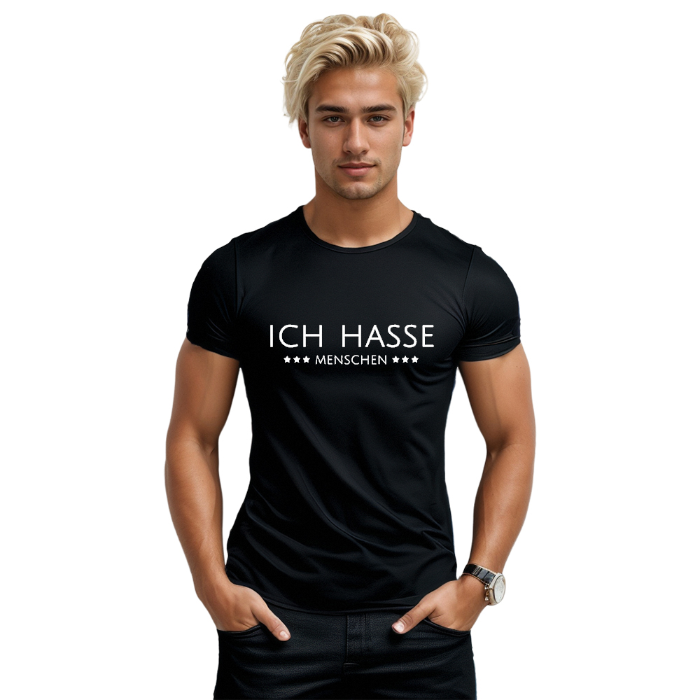 unisex Ich HASSE MEANSHEN Druck schwarz lustiges T-Shirt 