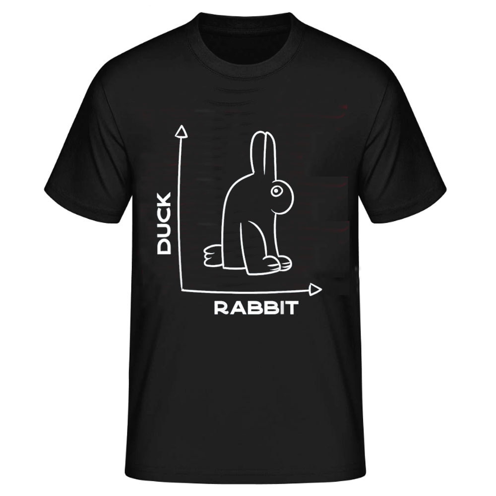 Ente - Hase - lustig - Witz - Hase - optische Illusion schwarz kurzarm T-Shirt 