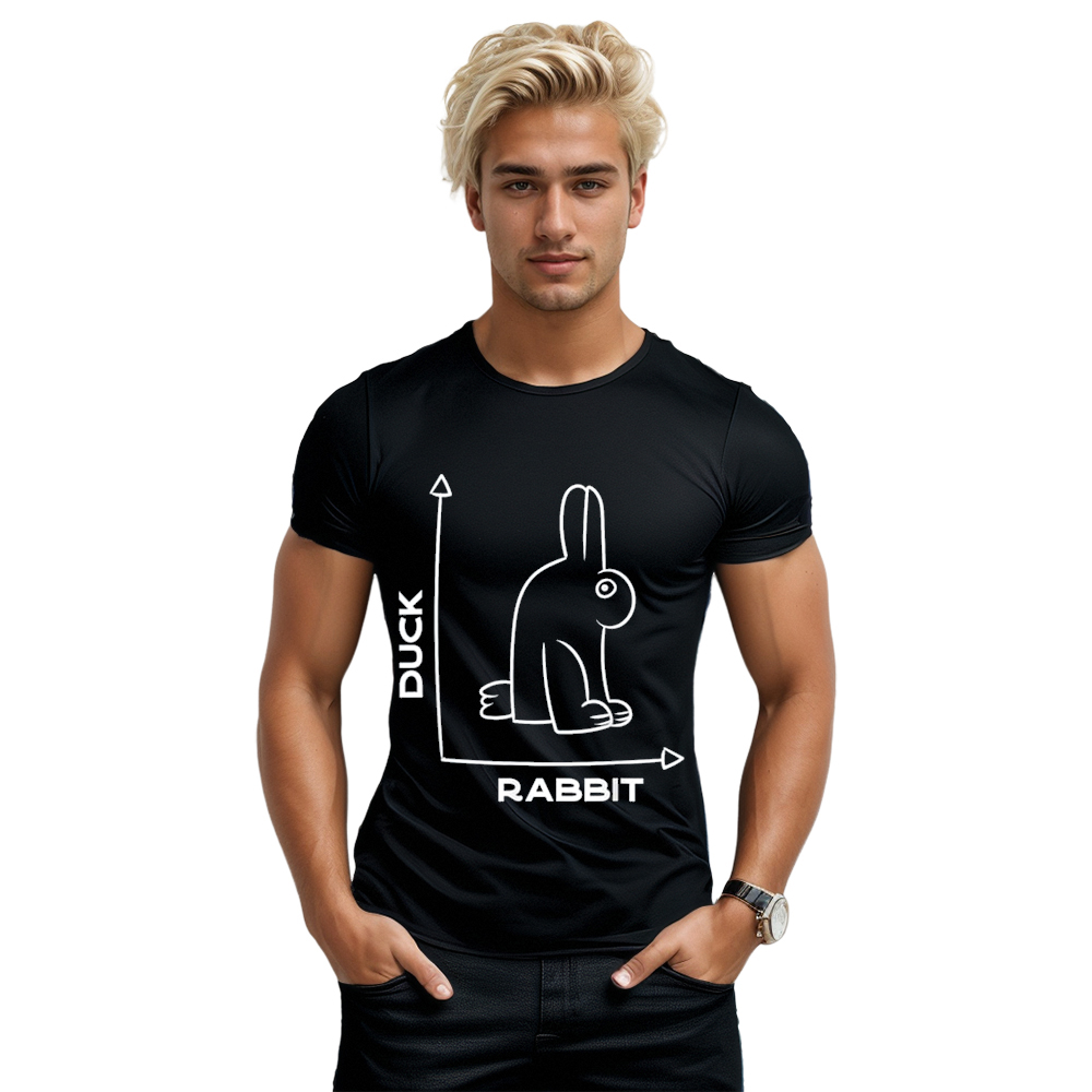 Ente - Hase - lustig - Witz - Hase - optische Illusion schwarz kurzarm T-Shirt 