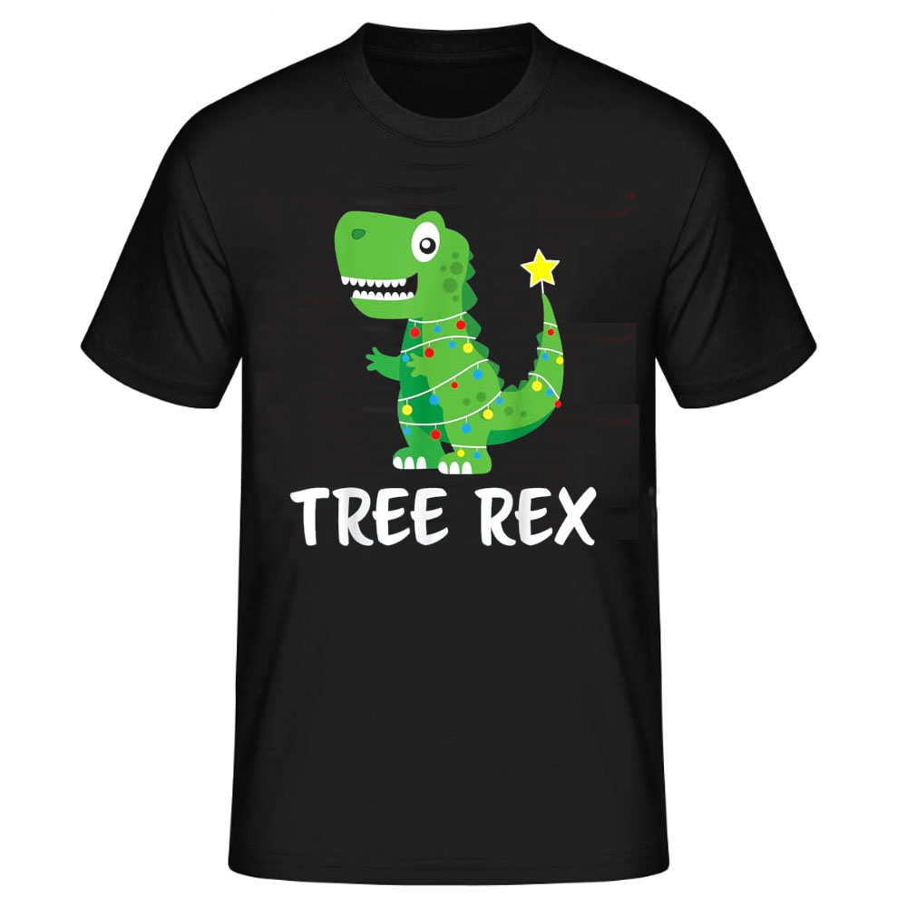 Dino T-Rex Weihnachtsoutfit Weihnachten Weihnachts schwarz kurzarm T-Shirt 