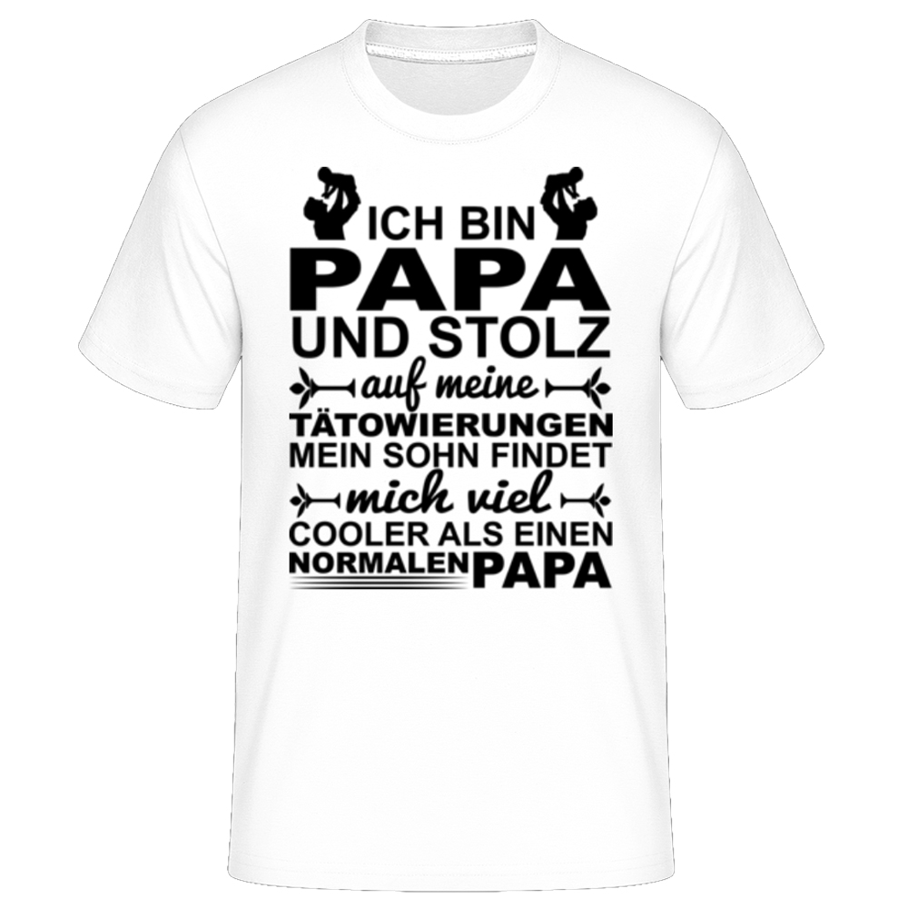 Papa Tattoos Sohn Vatertag weiß T-Shirt für Herren