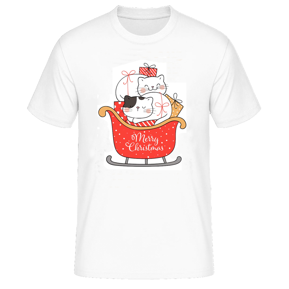 Weihnachten lustige Katze Druck Geschenk T-Shirt