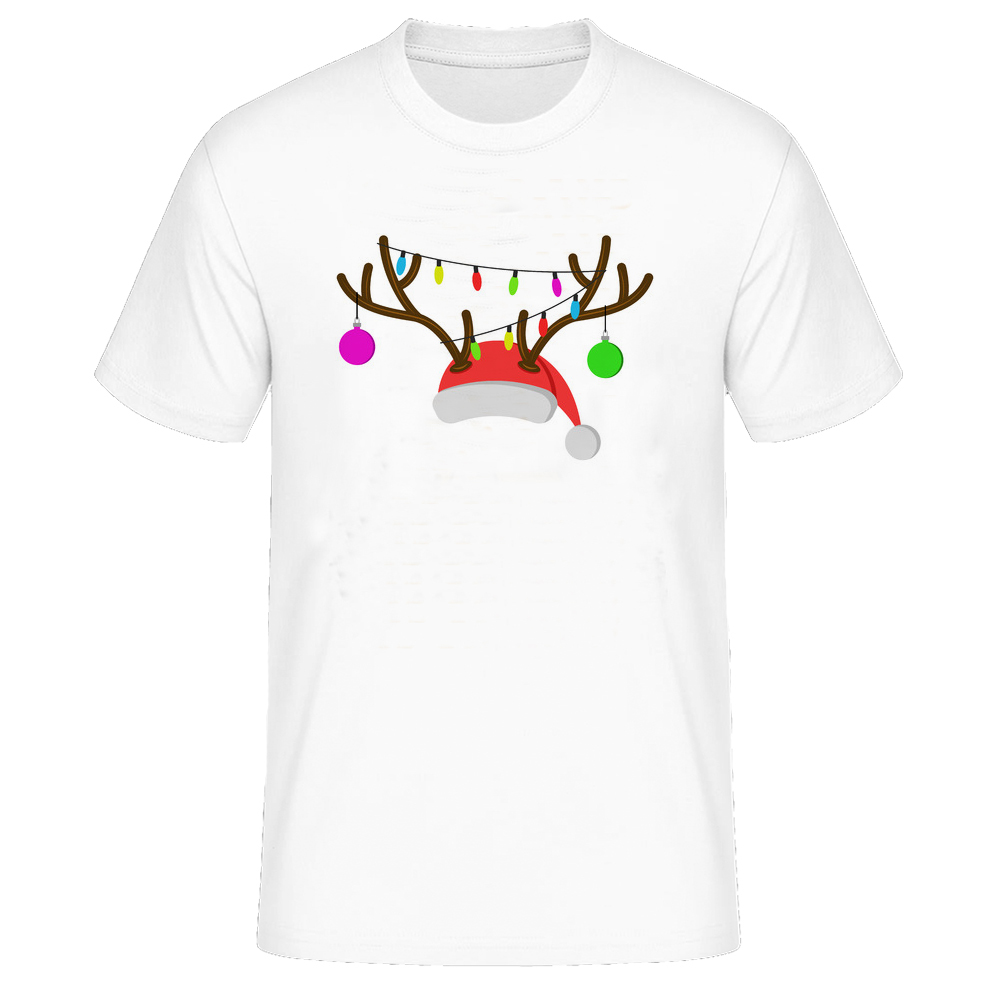 Damen Weiß Weihnachten Weihnachtsmütze Rehtier Druck lustig T-Shirt