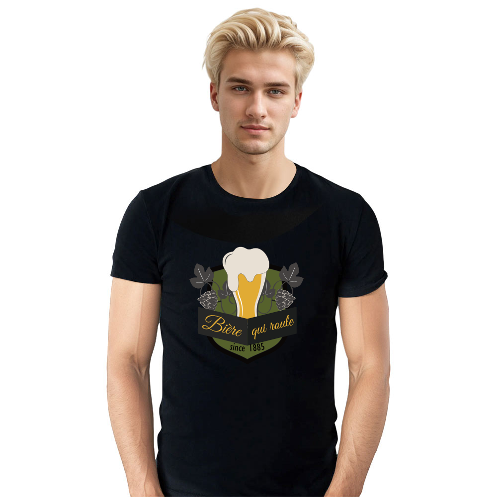 T-shirt Noir 'Bière Qui Roule' Costume