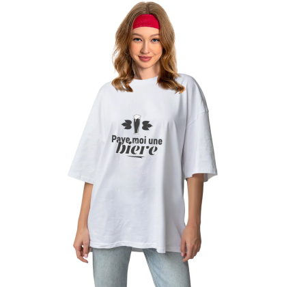 T-shirt Blanc 'Paye Moi Une Bière' Costume Ver.2