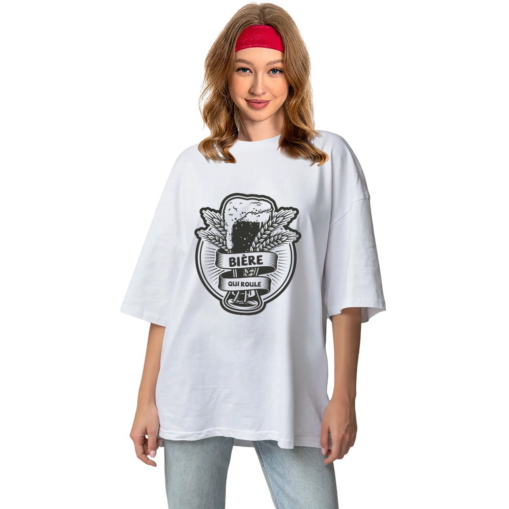 T-shirt Blanc 'Bière Qui Roule' Costume Ver.2