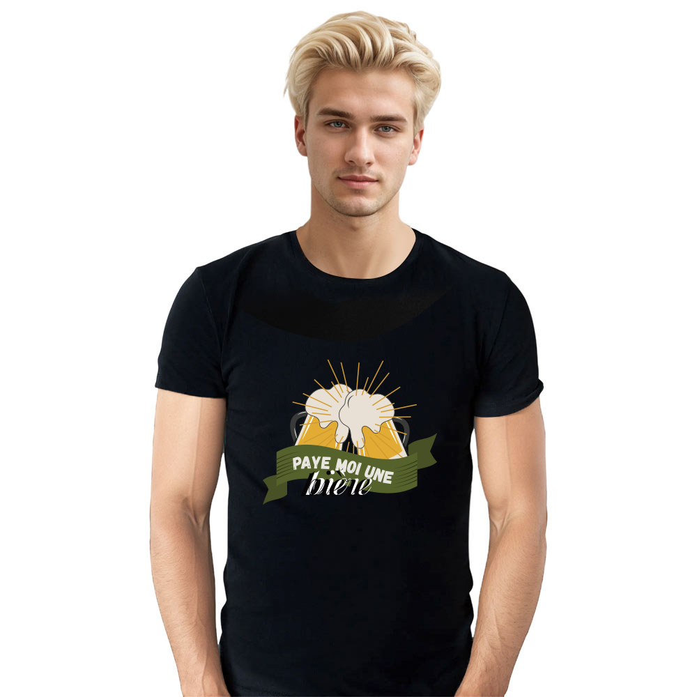 T-shirt Noir 'Paye Moi Une Bière' Costume