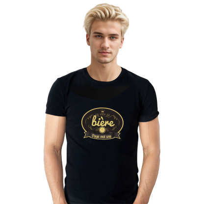T-shirt Noir 'Paye Moi Une Bière' Costume Ver.2