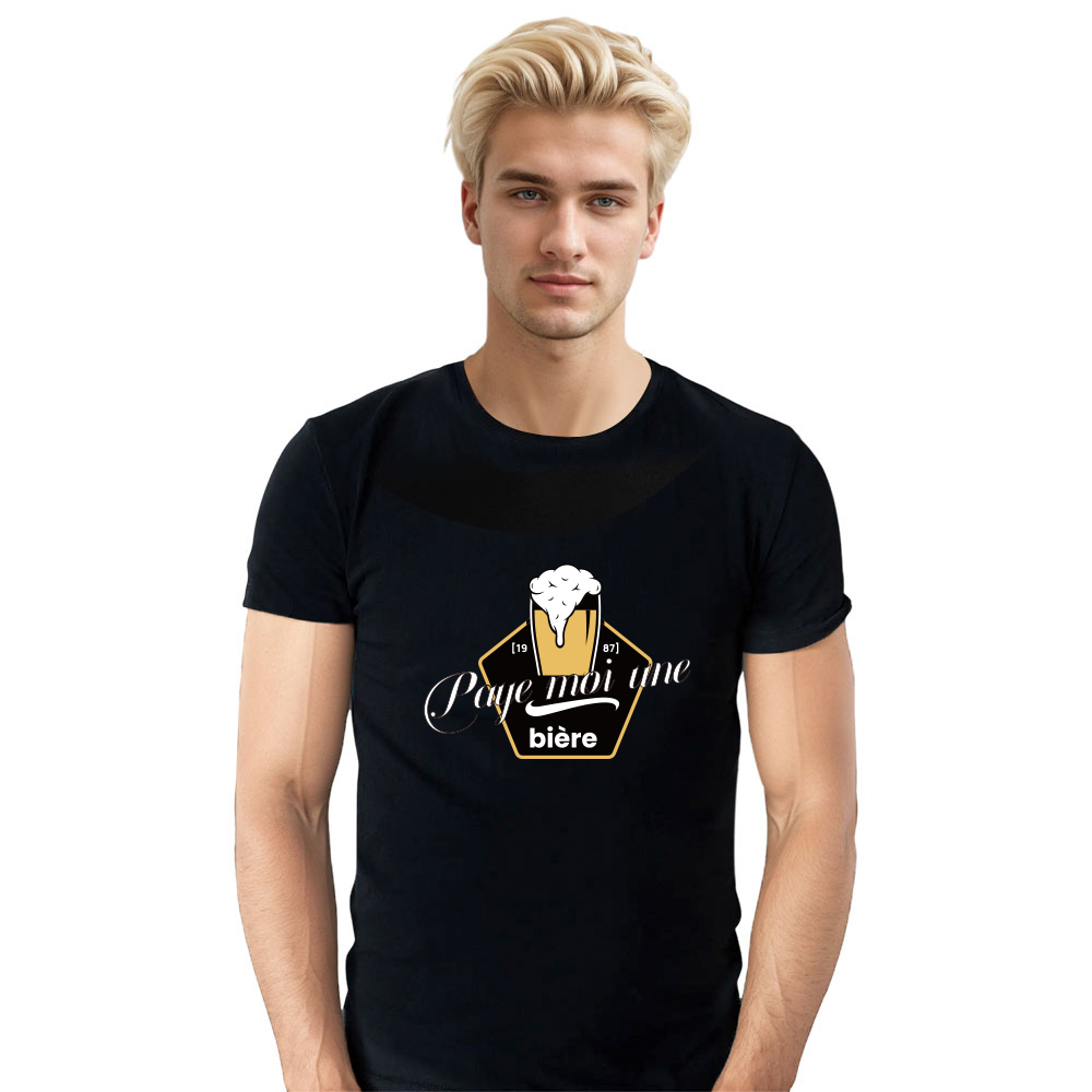 T-shirt Noir 'Paye Moi Une Bière' Costume Ver.3