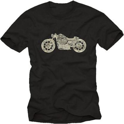 T-shirt Homme Noir Moto Vintage Biker Costume