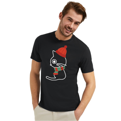 T-shirt Chaton avec Echarpe et Chapeau