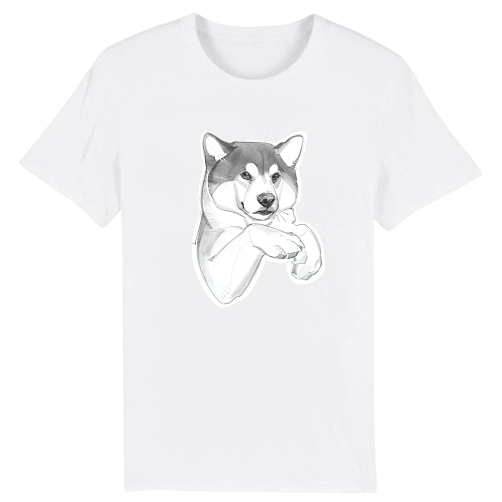 T-shirt Blanc et Noir Chien Husky 