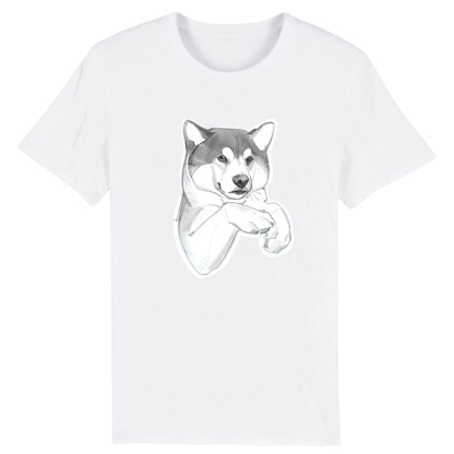 T-shirt Blanc et Noir Chien Husky 
