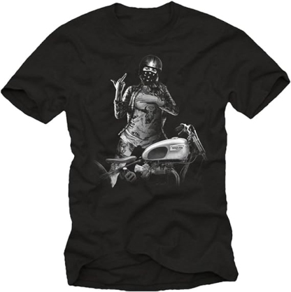 T-shirt Homme Noir Casque Moto Homme Costume