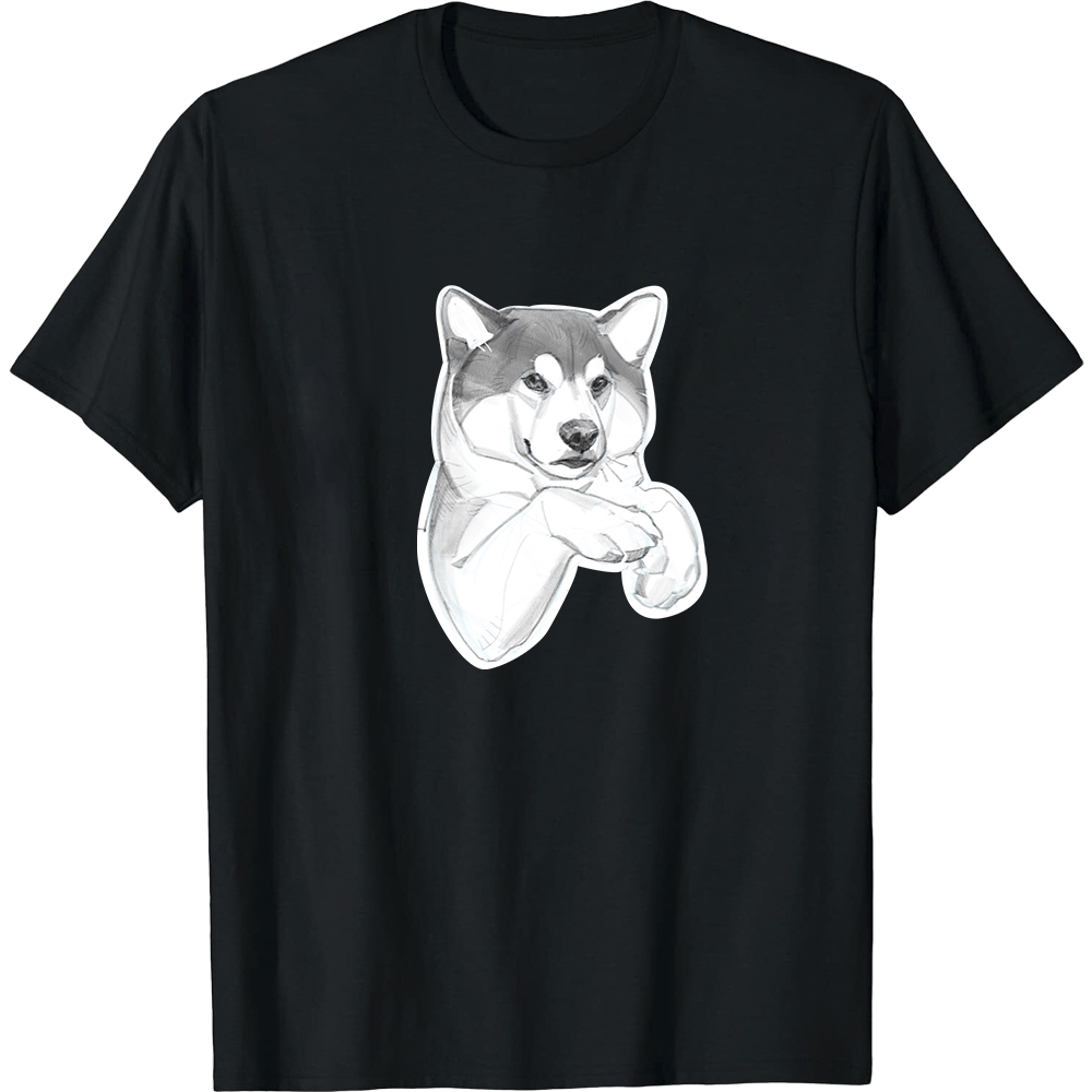 T-shirt Blanc et Noir Chien Husky 