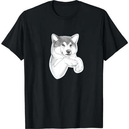 T-shirt Blanc et Noir Chien Husky 