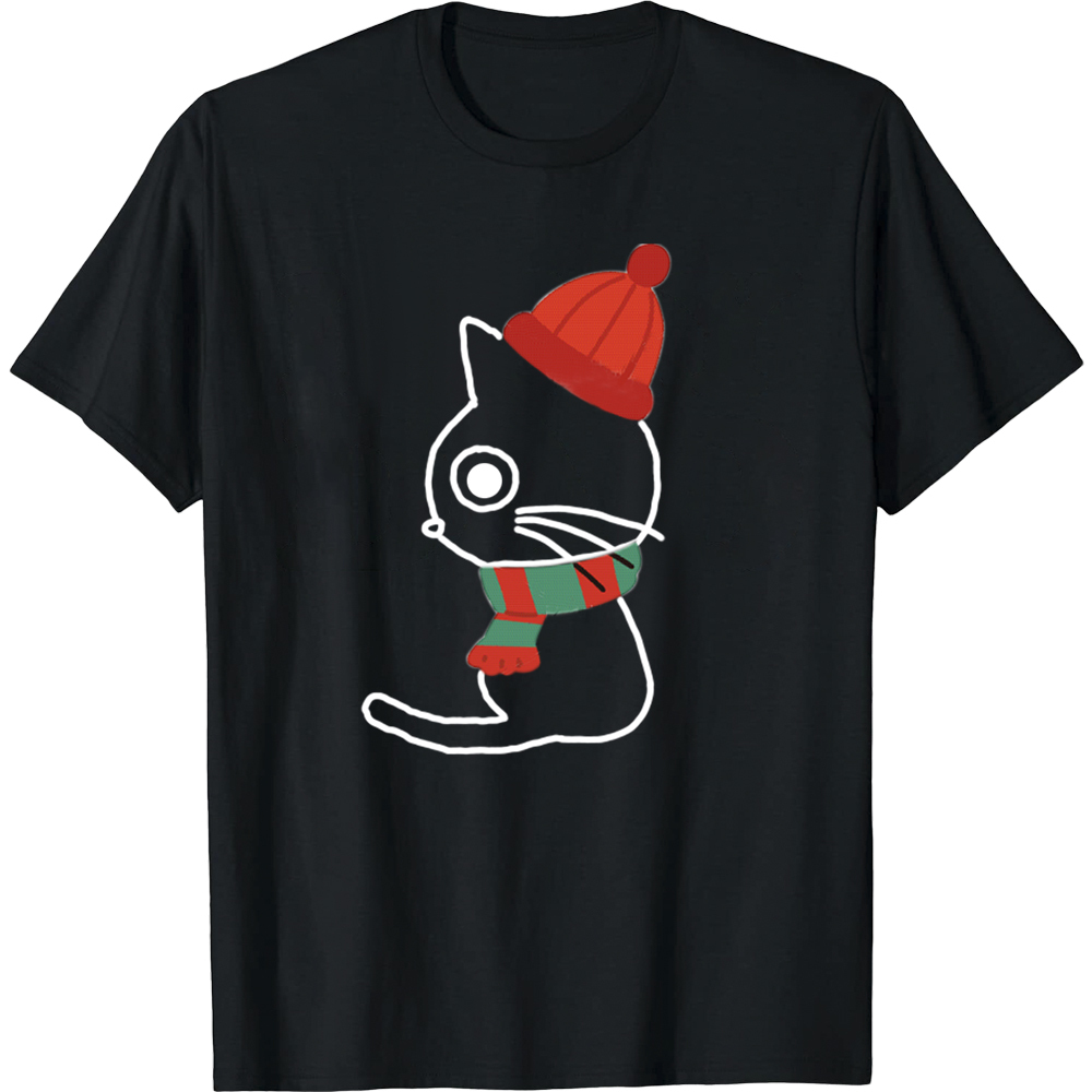 T-shirt Chaton avec Echarpe et Chapeau