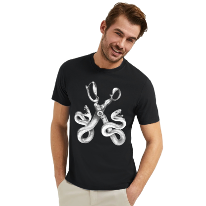T-shirt Noir Serpent Art Homme Costume