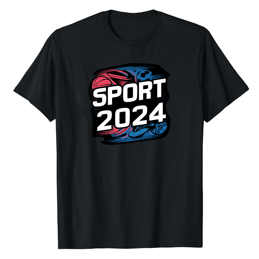 T-shirt Blanc et Noir 'Sport 2024' Ver.3